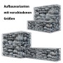 Niederberg Metall Gabione in verschiedenen Aufbauvarianten und Größen, gefüllt mit Steinen.