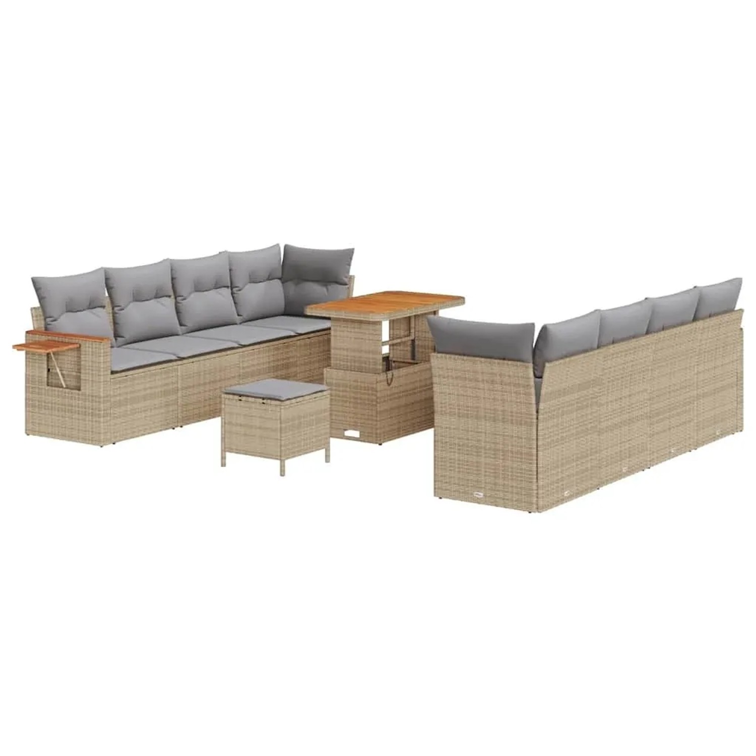 vidaXL Gartensofa-set mit Kissen 11-Tlg Beige und Hellgrau 3363152