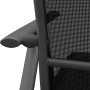 Detailaufnahme: Grau-schwarze Aluminium Sitzgruppe Vigo, Gartenmöbel-Set mit Textilbespannung.
