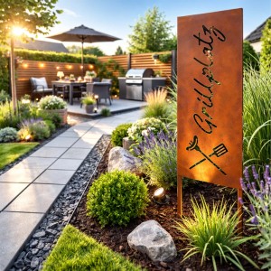 Relaxdays Gartenstecker Eisen Rostbraun Wetterfest 115 cm x 28 cm