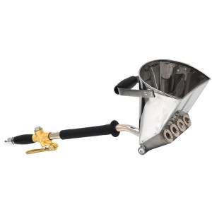 eyepower Druckluft Putzwerfer, silberfarbene Putzpistole für Decken mit 4 Düsen.