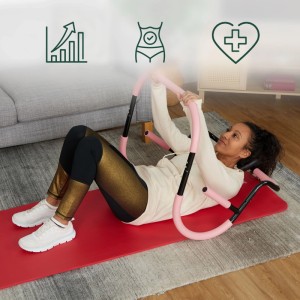 Relaxdays Bauchtrainer Stahl Rosa Schwarz Rutschfest 68,5 cm x 69 cm x 65 cm