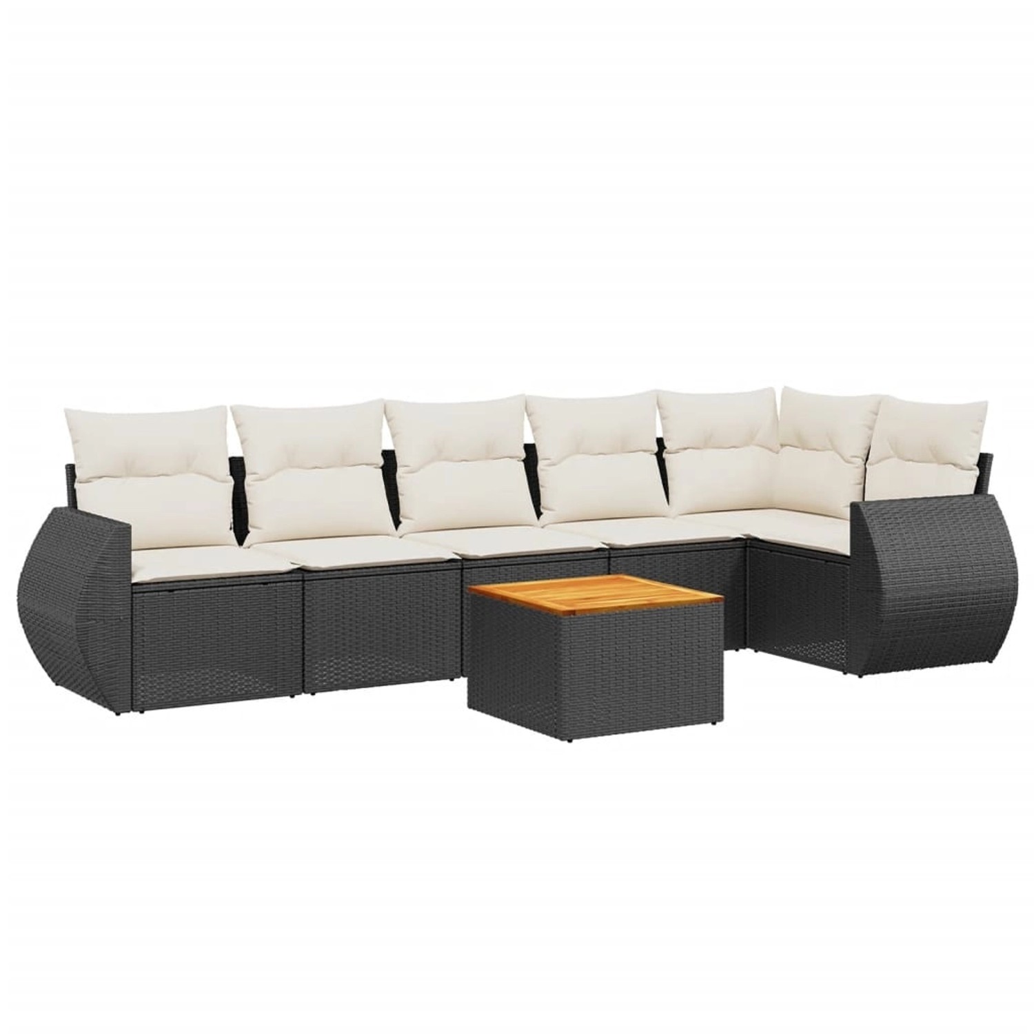 vidaXL 7-Tlg Garten-Sofagarnitur mit Kissen Schwarz Poly Rattan 3257344 günstig online kaufen