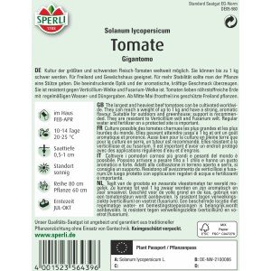 Sperli Tomatensamen Gigantomo F1-Hybride: Samenpackung für extra große Fleischtomaten.