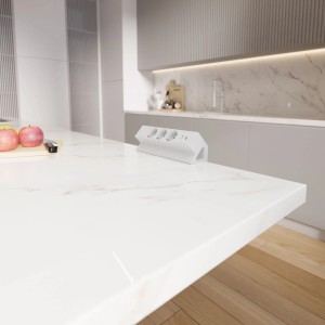 Kalb 3er Aufsatzsteckdose mit USB A/C für Möbel, weiss/silber.