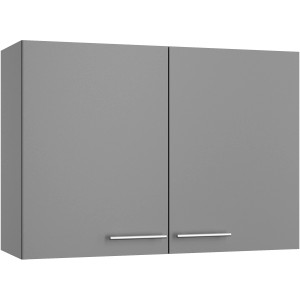 Optifit Hängeschrank Mats825, 100 cm, Basaltgrau, mit zwei Türen und Edelstahlgriffen.