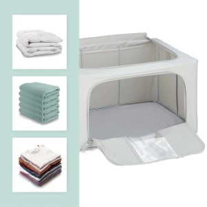 Relaxdays Aufbewahrungstaschen Set Polyester Grau Transparent mit Sichtfenster Stapelbar 2 x 55 L 28 cm x 50 cm x 40 cm