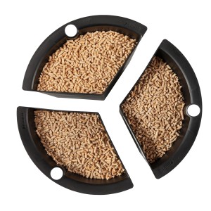 Aduro Proline Plastikeinsatz für Pellets, dreigeteilter Behälter zur Aufbewahrung von Holzpellets.