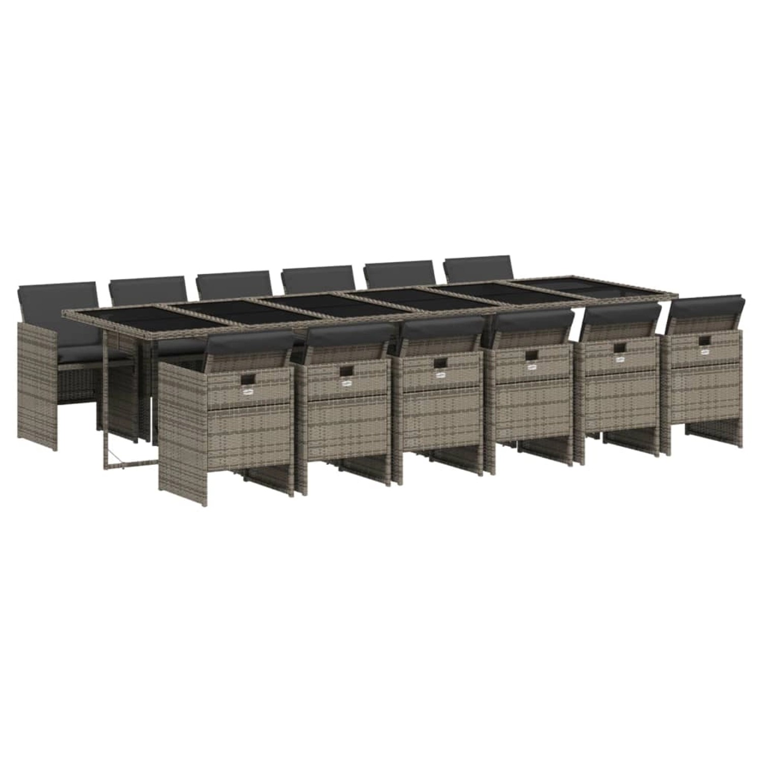 vidaXL 13-Tlg Garten-Essgruppe mit Kissen Grau Poly Rattan 3210584 günstig online kaufen