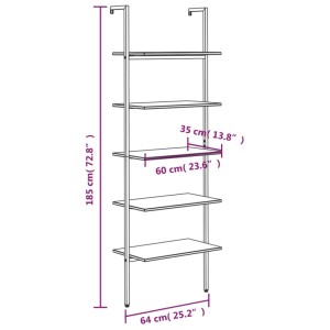 Schwarzes VidaXL Anlehnregal mit 5 Ablagen, Stahlrahmen, ideal zur Wandmontage.