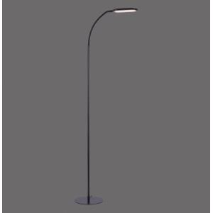 Schwarze LED Stehleuchte Kelly, 175cm hoch, dimmbar und mit verstellbarer Lichtfarbe.
