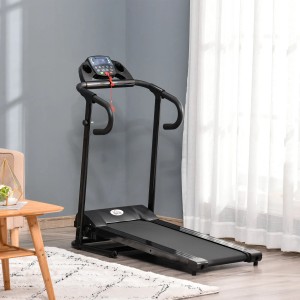 Schwarzes HOMCOM Laufband aus Metall und Kunststoff für Sport und Fitness.