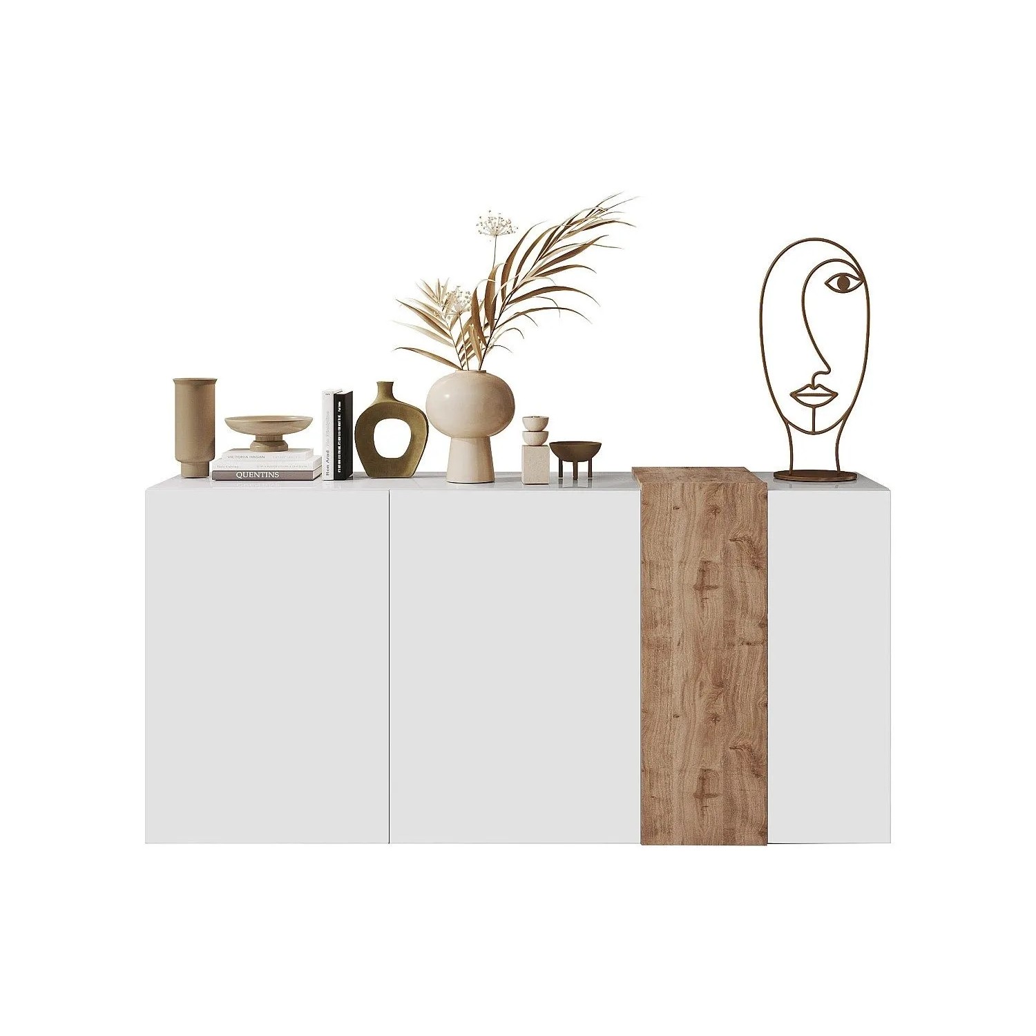 Vente-unique Sideboard Cayno Naturfarben Hell  Weiß 180.5 cm