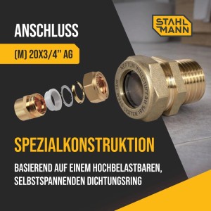 Stahlmann 10er Set EasyFix Muffenverschraubungen mit Außengewinde M Messing für Edelstahl Wellrohr