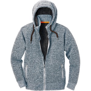 Scheibler Strickjacke Schärding, grau-schwarz meliert, mit Kapuze und Reißverschluss. Arbeitskleidung mit warmem Futter.