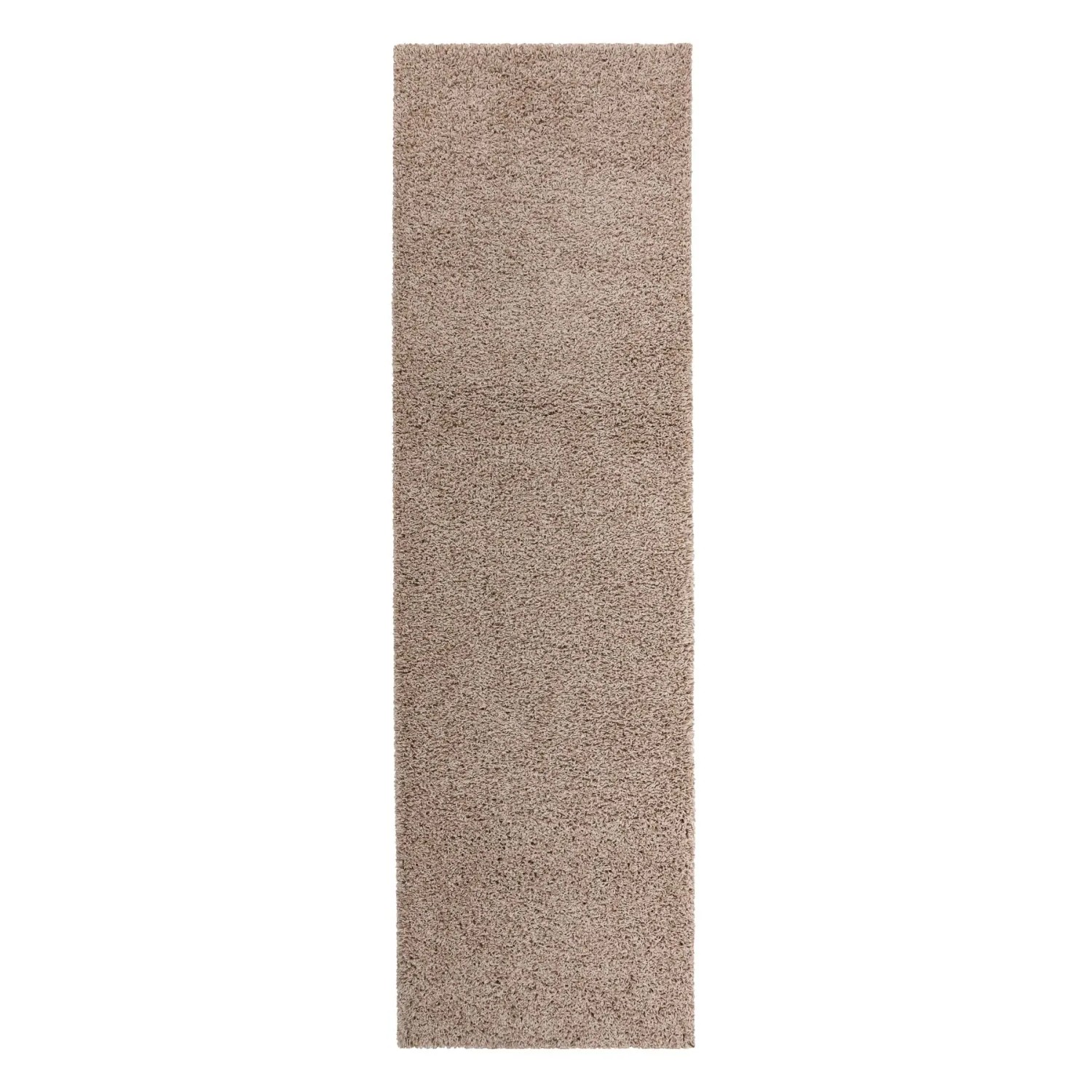 Beiger RugsX Soffi Shaggy Teppichläufer mit hohem, flauschigem Flor. Weicher Polypropylen Teppich.