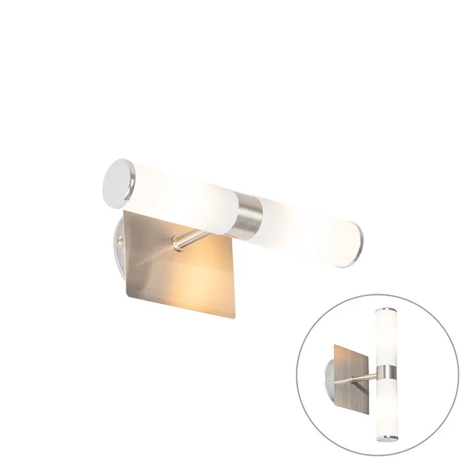QAZQA Moderne Wandleuchte Stahl IP44 2 Flammig Bath
