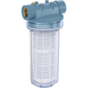 Vorfilter für Gartenpumpen und Automaten, 2 l Fassungsvermögen, schützt vor Verschmutzung.