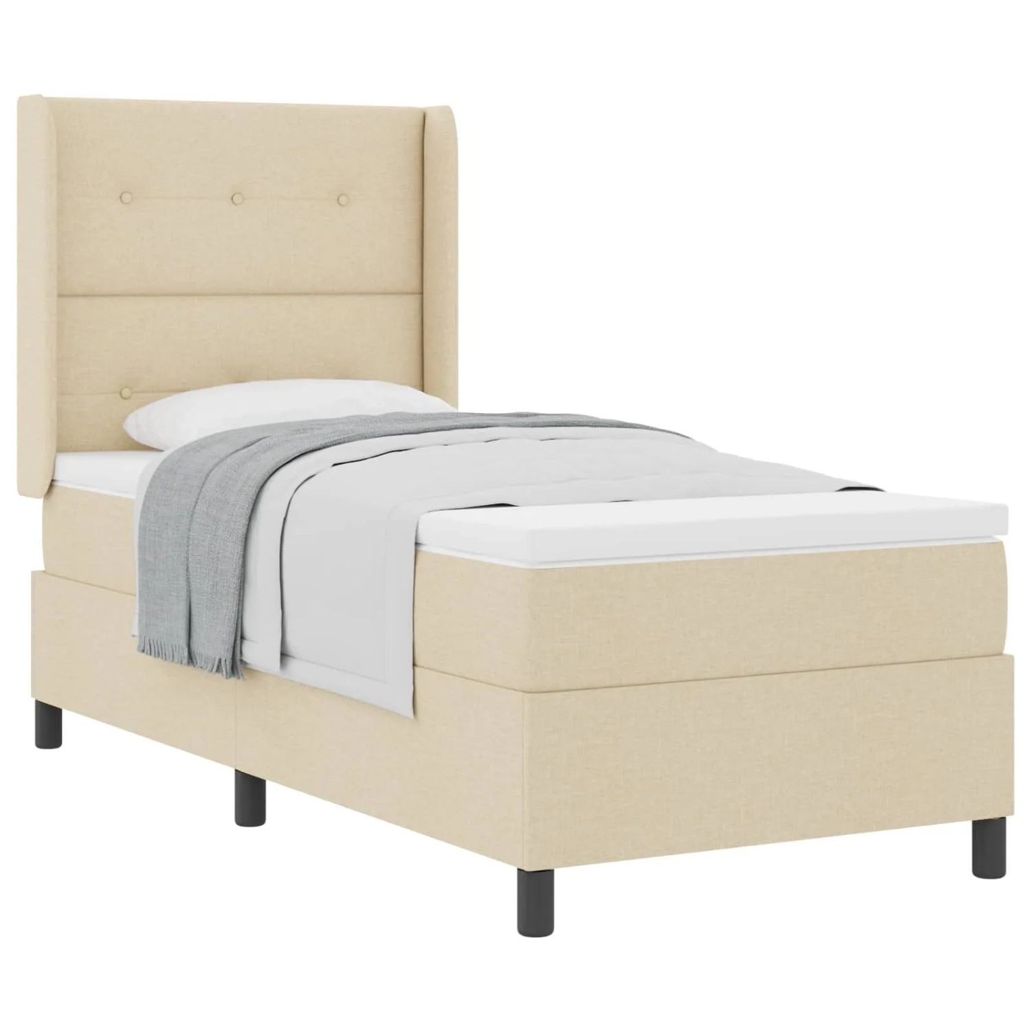 vidaXL Boxspringbett mit Matratze Creme 200 x 100 cm Stoff 3341635