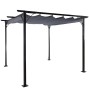 Graue MCW Pergola C42 3,5x3,5m mit stufenlos regulierbarem Schiebedach als Terrassenüberdachung.