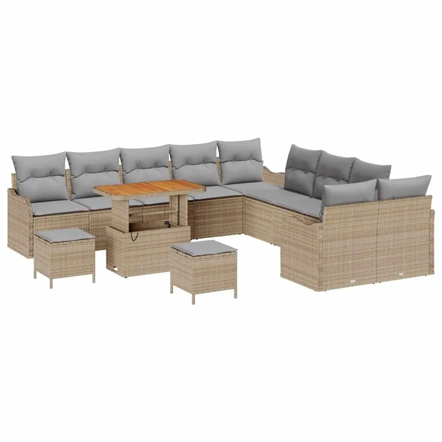 vidaXL Garten-Sofa-Set mit Kissen 13-Tlg Beige und Hellgrau 3364277