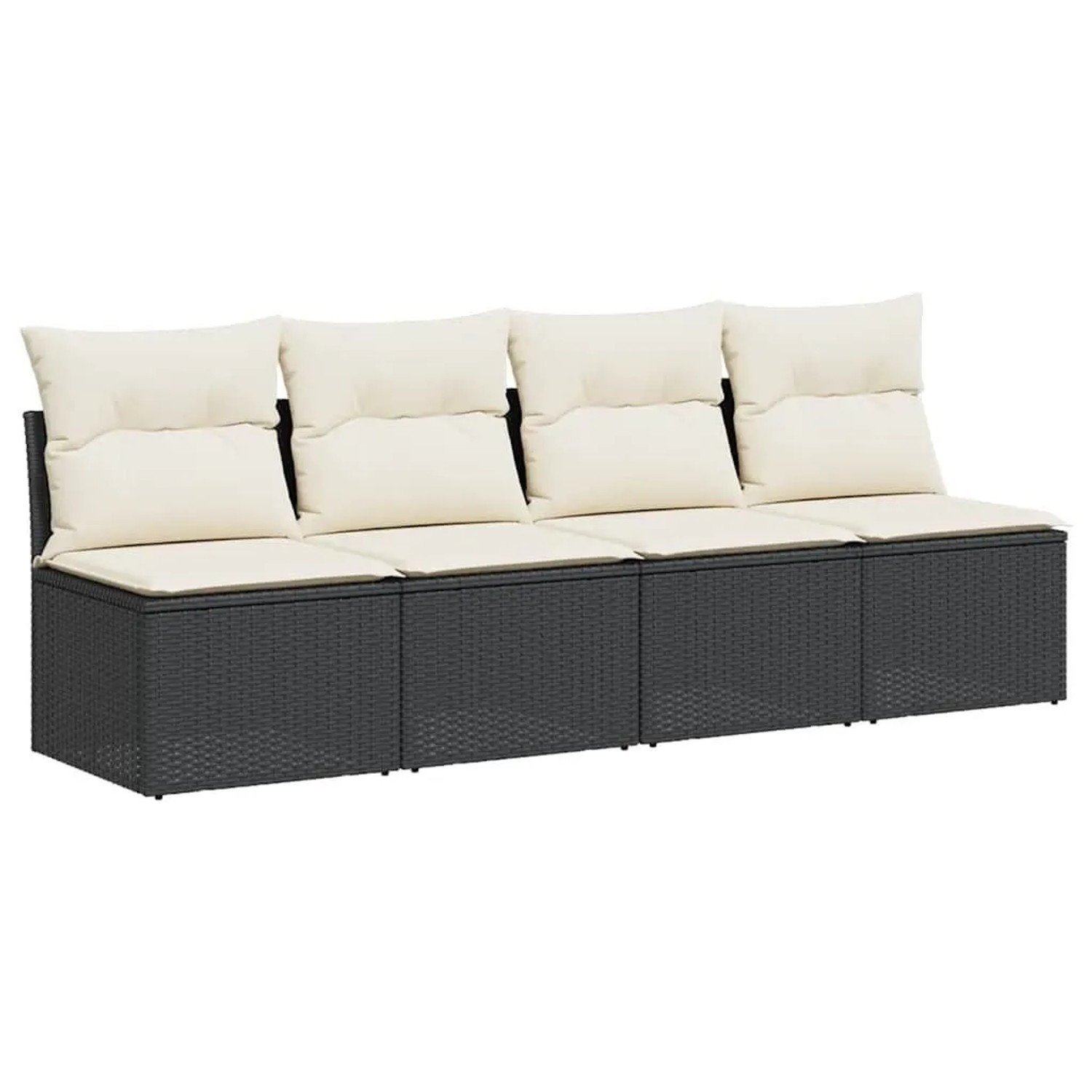 vidaXL Gartensofa mit Kissen 4-Sitzer Schwarz Poly Rattan 366000 günstig online kaufen