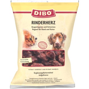 Dibo Rinderherz Frostfutter für Hunde & Katzen, 500g Packung.