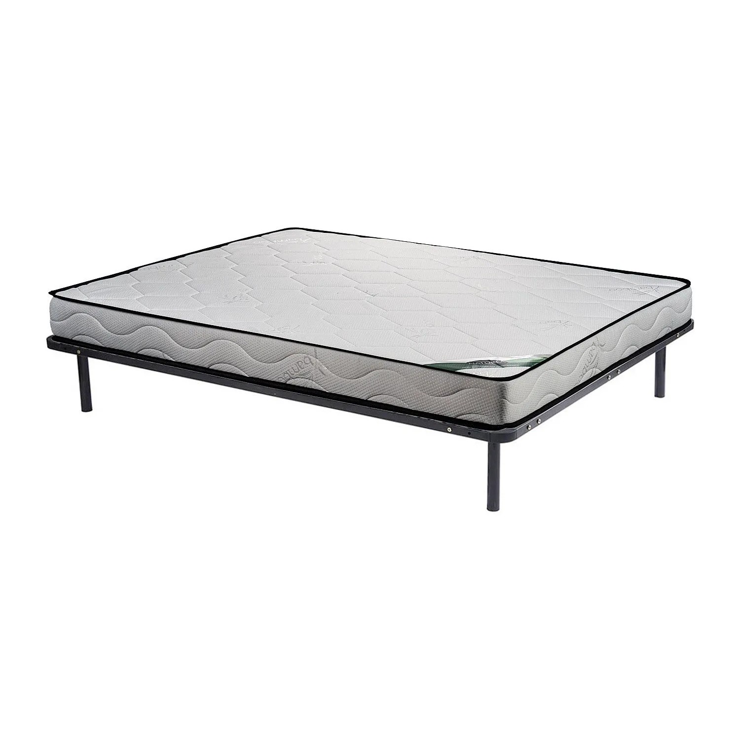 Vente-unique Matratze Und Lattenrost Kanani Schwarz 190 cm  188 cm  3.8 cm