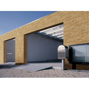 Elabrick Verblender Murcia an Fassade: Flexibler, frostfester Verblender in Gelbbraun, 7,1x24 cm.