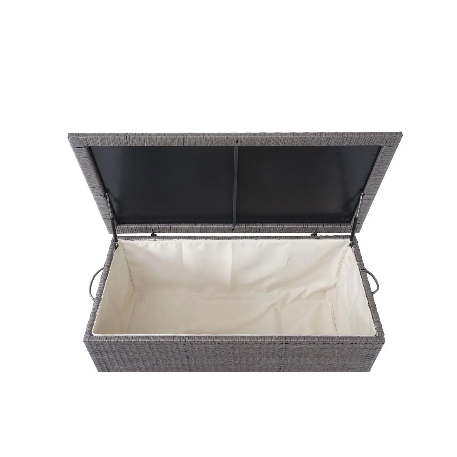 Proregal Poly-Rattan Kissenbox HxBxT 80x160x94cm Premium Grau 320L Gartentruhe Auflagenbox Truhe_4