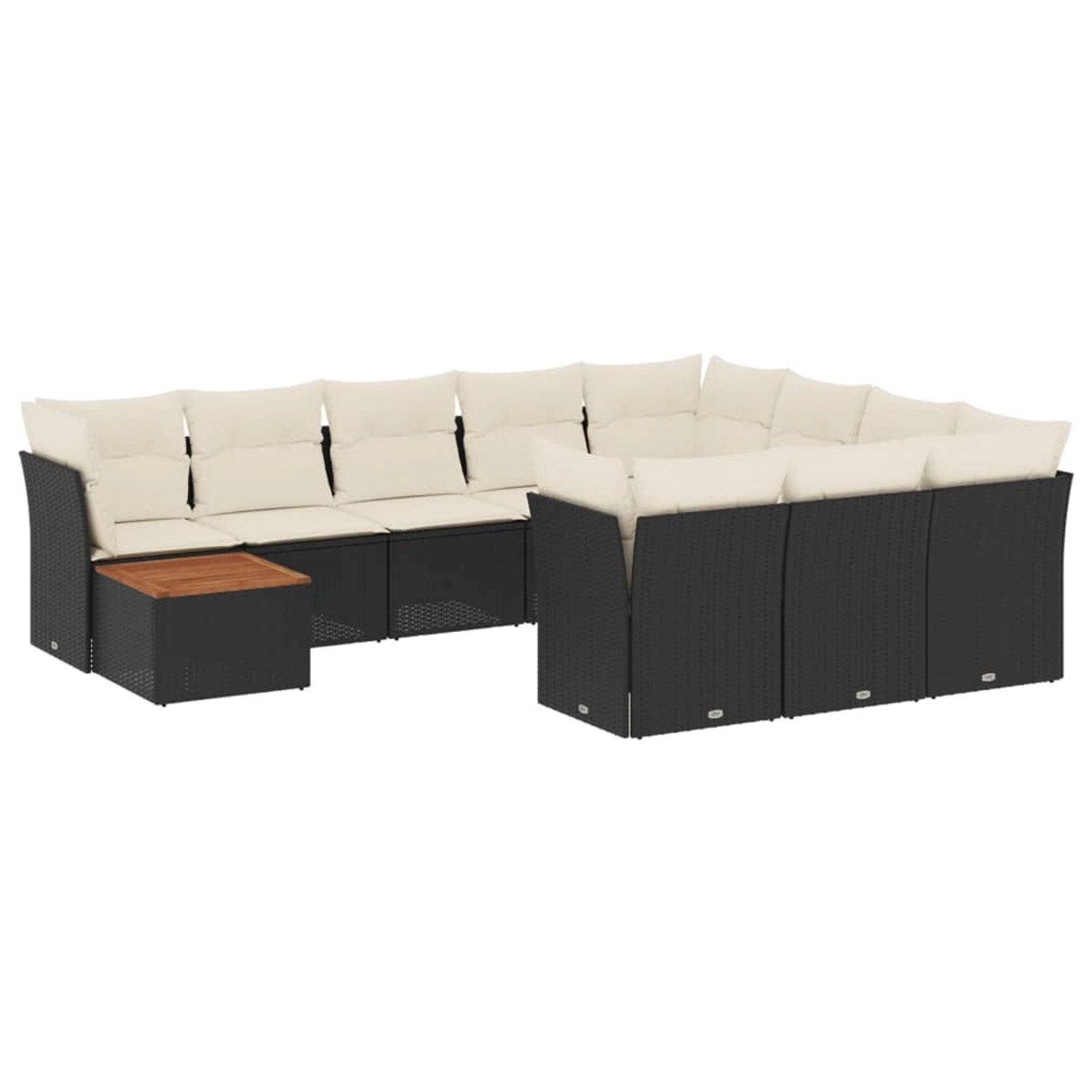 vidaXL 11-Tlg Garten-Sofagarnitur mit Kissen Schwarz Poly Rattan 3256175 günstig online kaufen