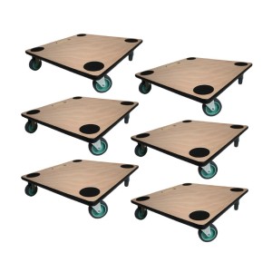 6er Set PROREGAL Transportroller mit Holzplatte, 4 Rollen, Traglast 150kg, für Werkstatt & Umzug.