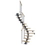 Dolle Mittelholmtreppe Dublin, Eiche/Anthrazit, 1/2 gewendelt, mit Edelstahlgeländer.