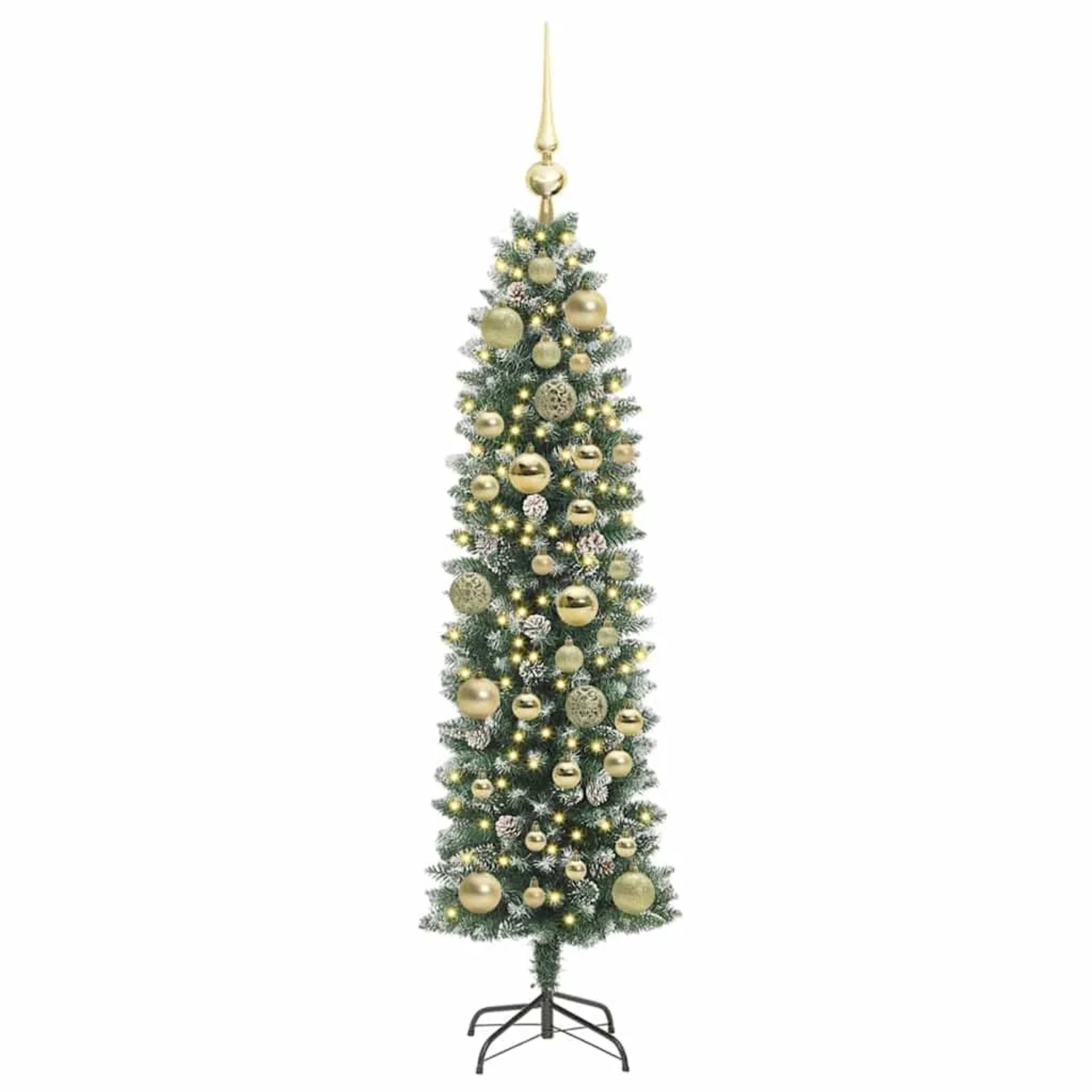 vidaXL Künstlicher Schlanker Weihnachtsbaum Grün und Weiß 120 cm 3395273