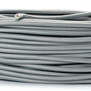 Graues 3-adriges Orion Lightstyle Textilkabel als Meterware für Lampen.