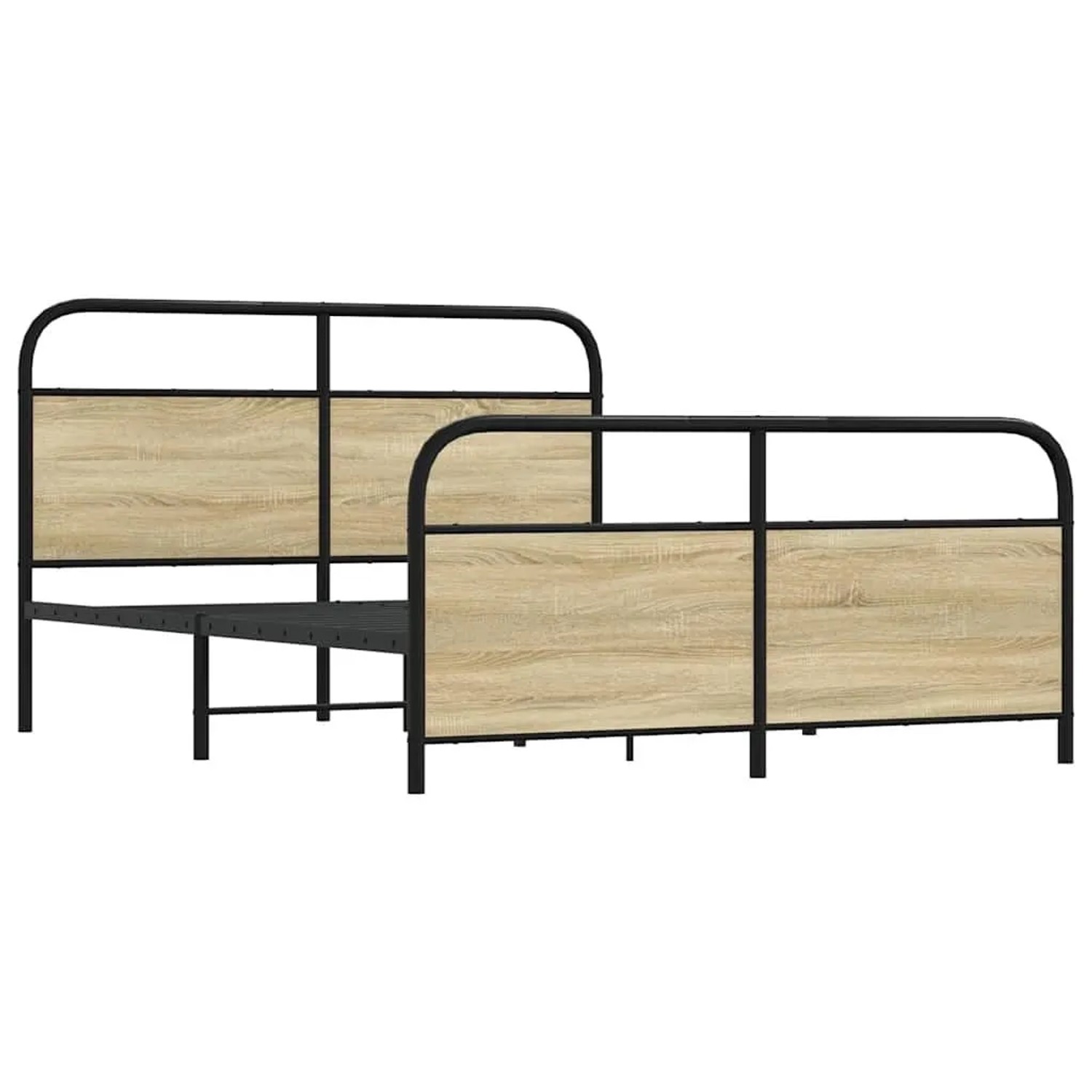 vidaXL Metallbett ohne Matratze Sonoma-Eiche 160x200 cm 3318651