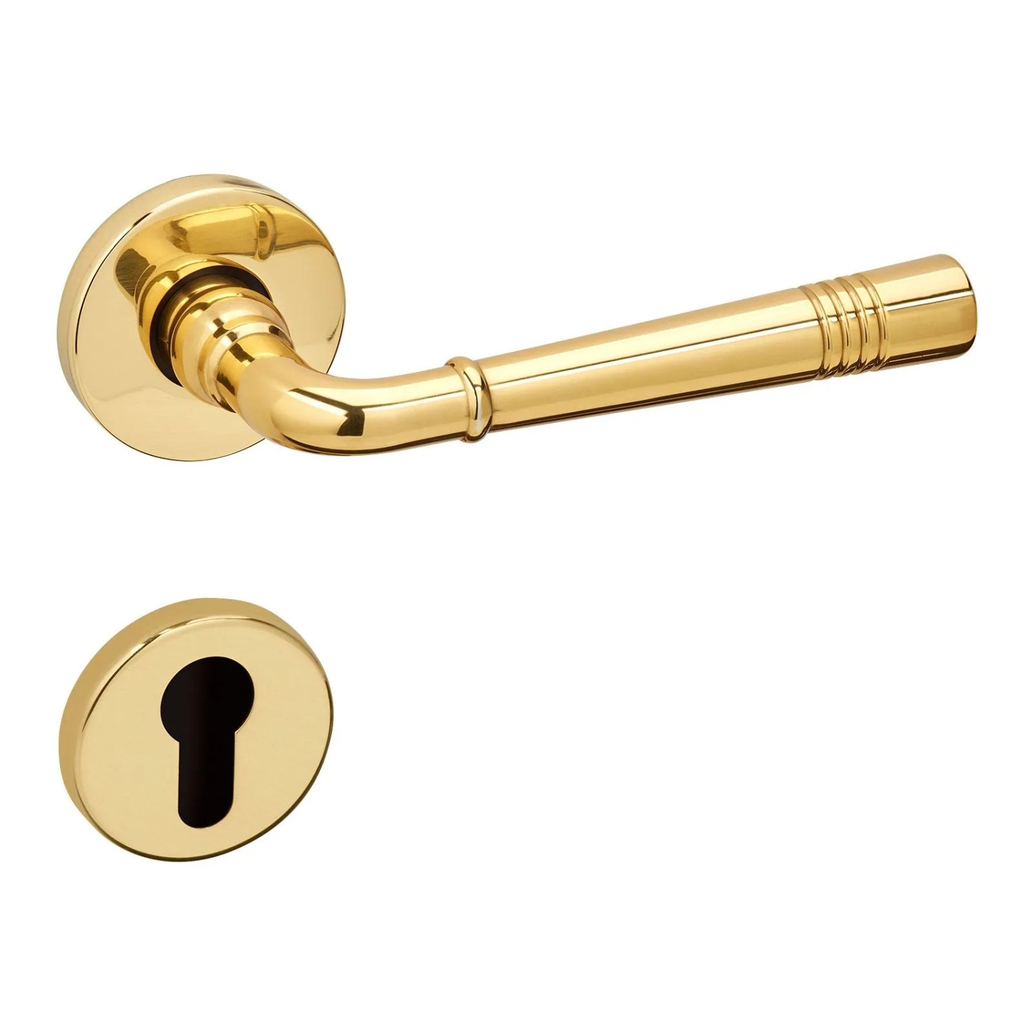 Thumbnail - SOTECH Türdrücker FREJA Messing Poliert Rosettengarnitur Profilzylinder PZ mit Befestigungsmaterial