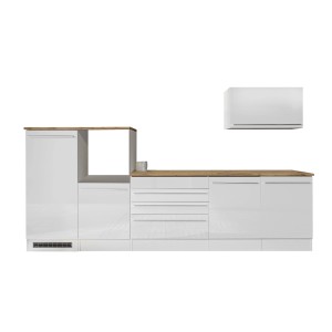 Respekta Küchenblock Gabriel, 320 cm, Weiß Hochglanz, ohne E-Geräte. Einbauküche mit viel Stauraum.