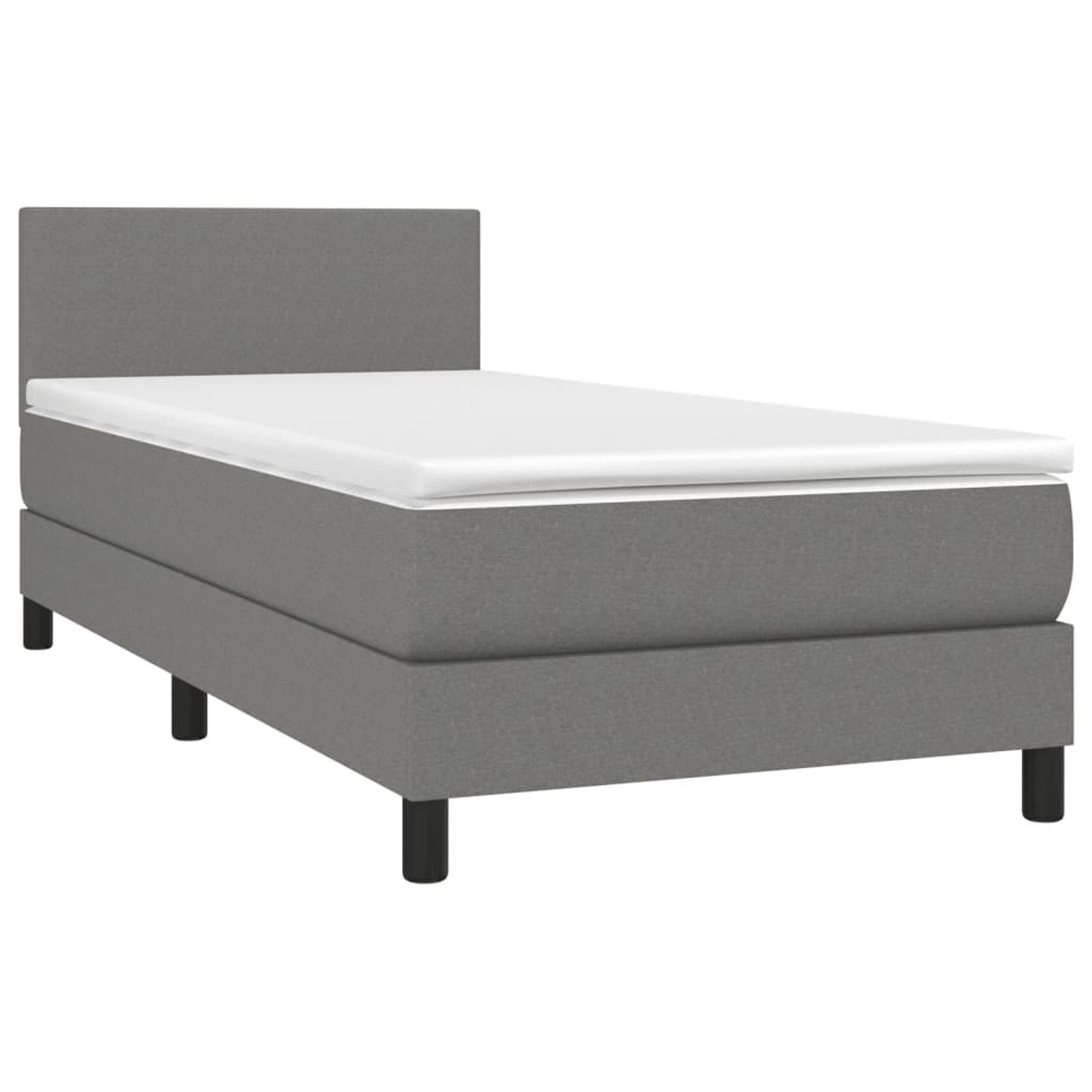 vidaXL Boxspringbett mit Matratze & LED Dunkelgrau 90x200 cm Stoff 3132966 günstig online kaufen