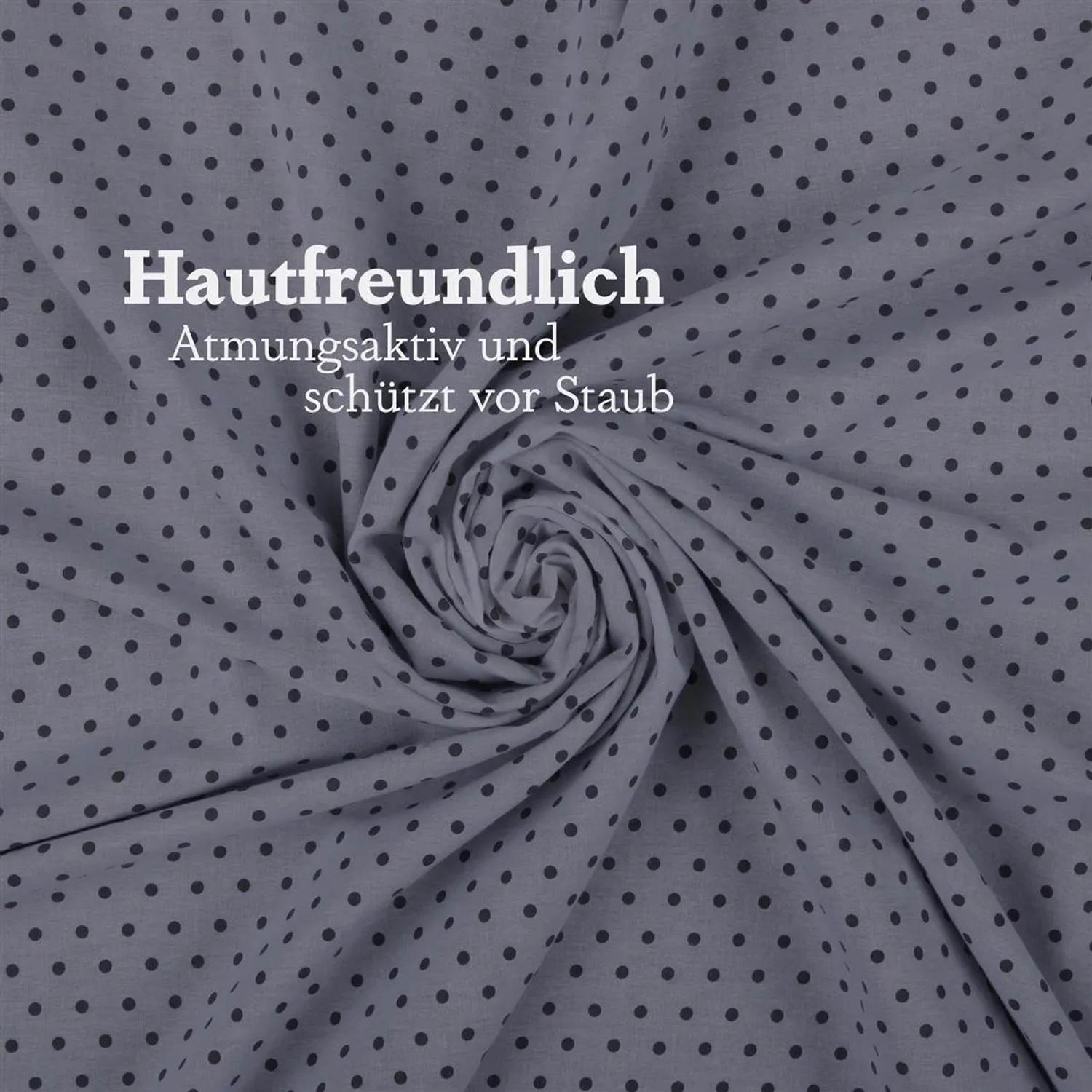 Bestlivings Kinderbettwäsche mit Punktmuster, grau. Bettwäsche 100x135 cm & 40x60 cm.
