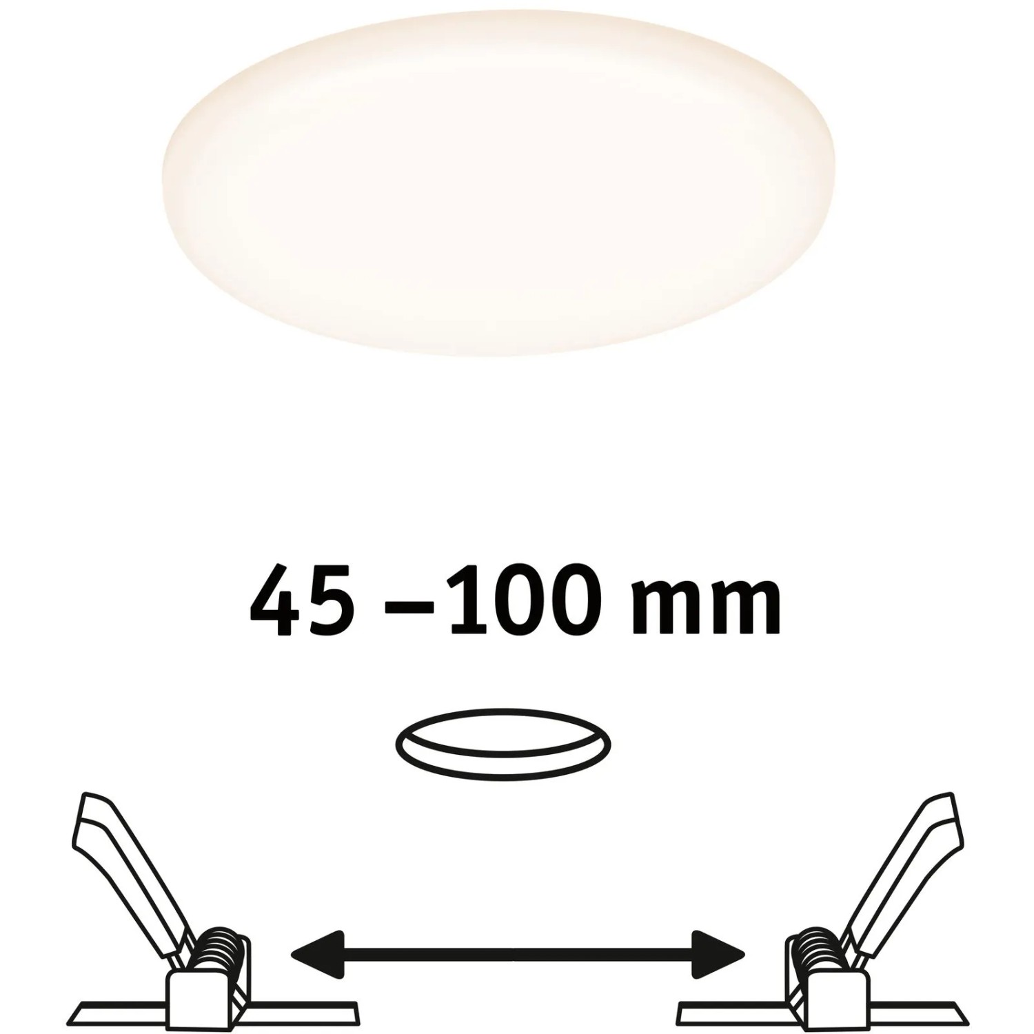Paulmann LED-Einbaupanel Veluna, rund, 8,5W, 3000K, Satin, mit flexibler Einbautechnik (45-100mm)