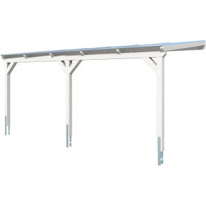 Weißer Skan Holz Carport Vogtland mit Doppelstegplatten, 300x541 cm. Einzelcarport aus Holz.
