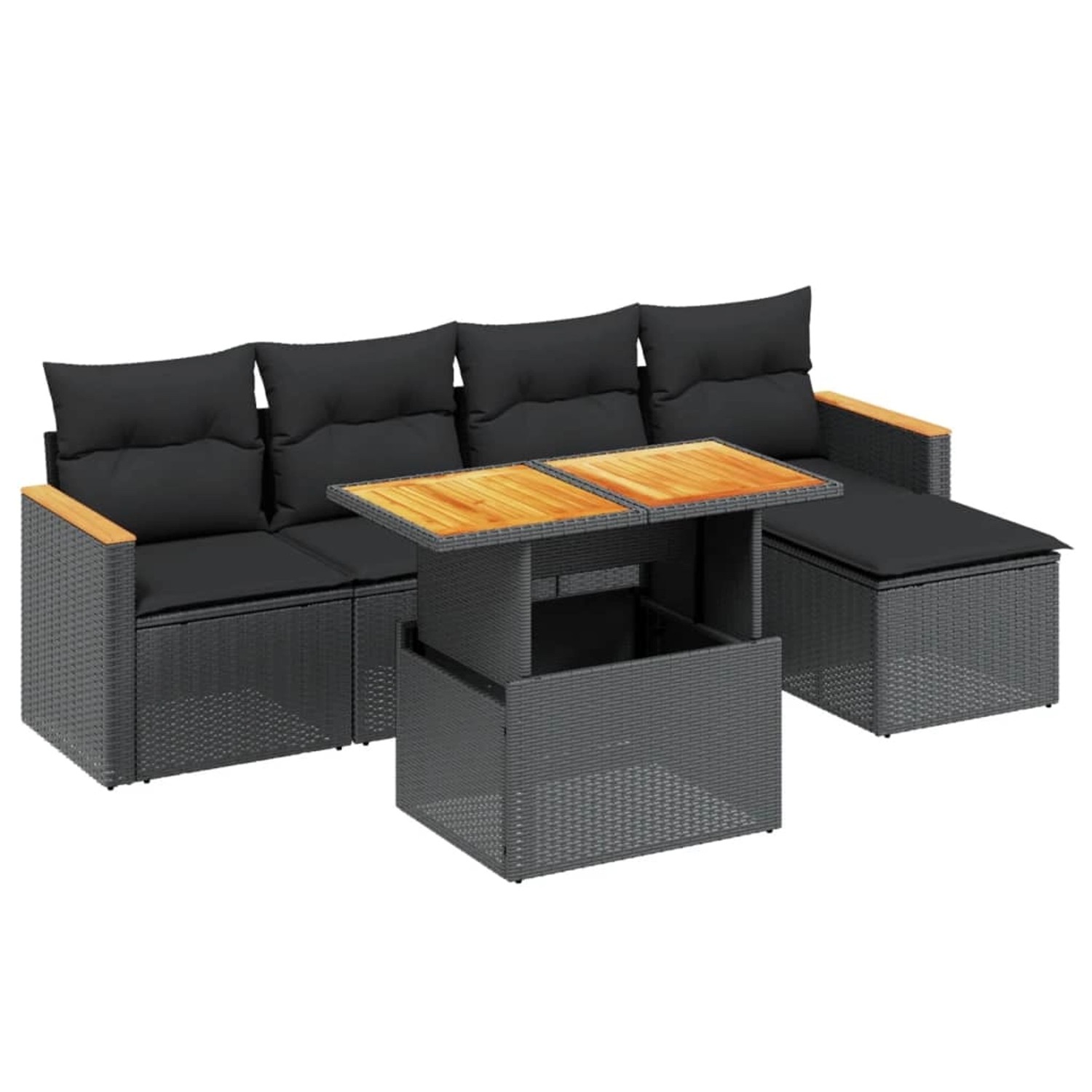 vidaXL 6-Tlg Garten-Sofagarnitur mit Kissen Schwarz Poly Rattan 3273050 günstig online kaufen