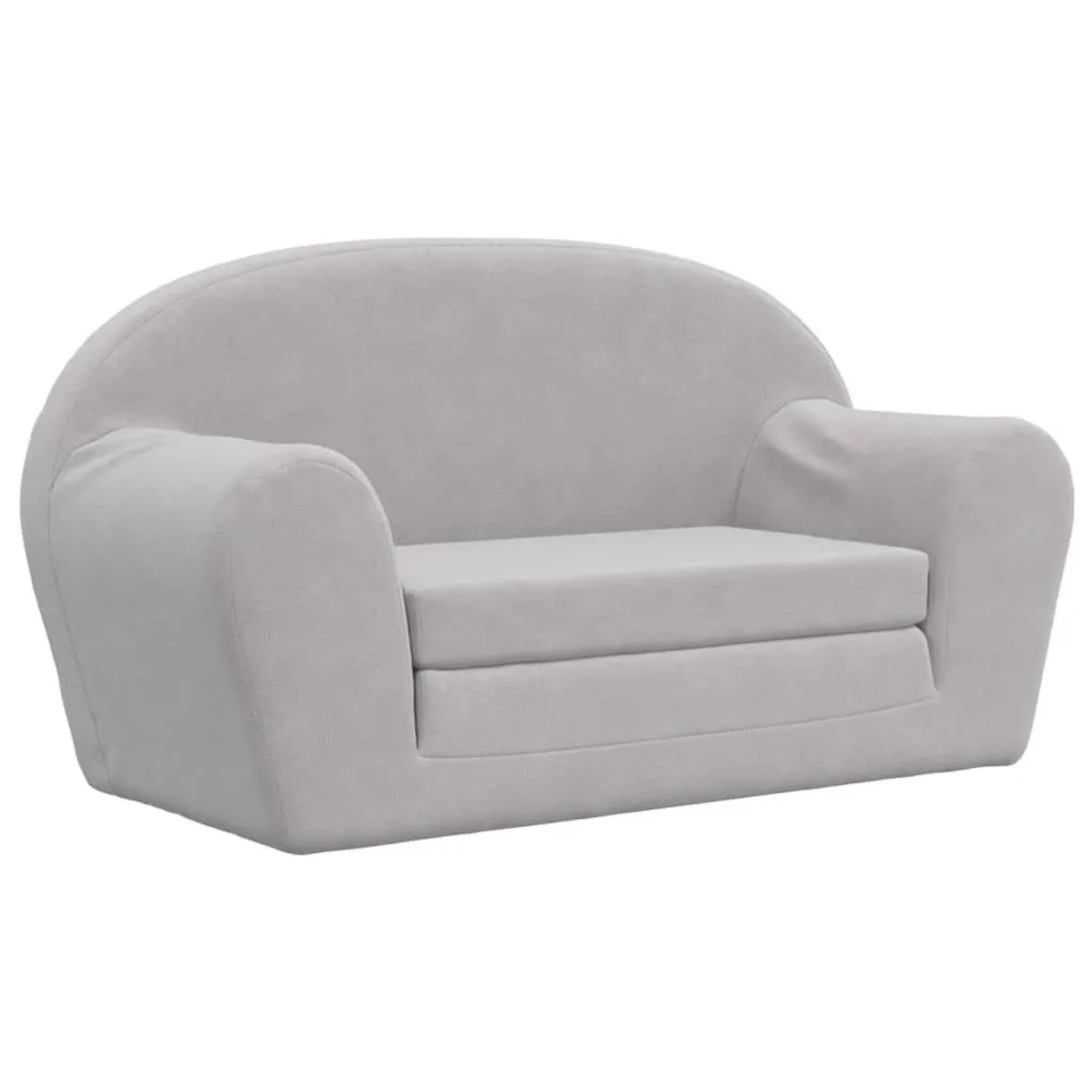 vidaXL Kinder-Schlafsofa 2-Sitzer Hellgrau Weicher Plüsch 356999