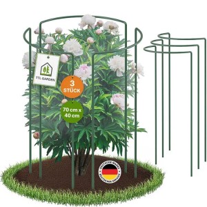 TTL GARDEN Strauchstütze 70x40cm 3er Set Pflanzenhalter für Stauden Sträucher Rosen Rankhilfe aus Metall