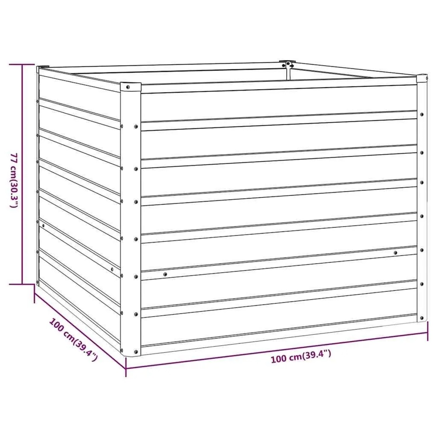 Quadratisches vidaXL Hochbeet aus Cortenstahl, 100x100x77 cm, rostbraun, für Garten & Balkon.