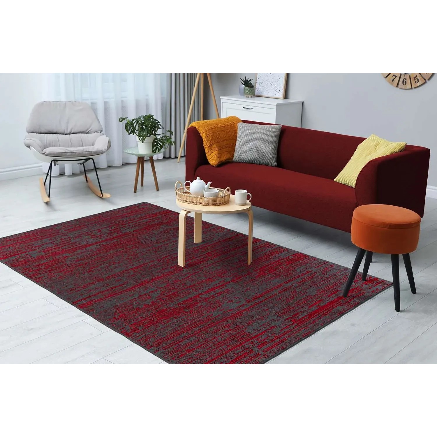 MeGusta Kurzflor Teppich Cristina, 120x170 cm, rot, modernes Design für Wohnräume.