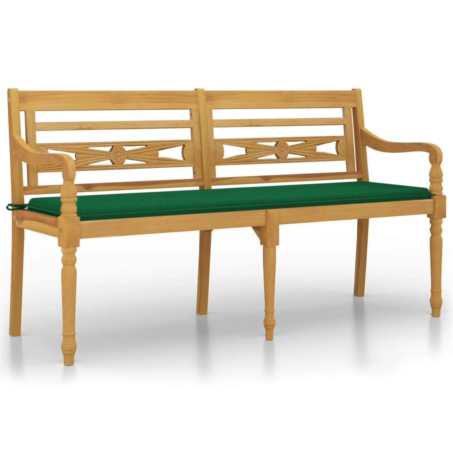 vidaXL Batavia-Bank mit Grünem Kissen 150 cm Massivholz Teak 3100831