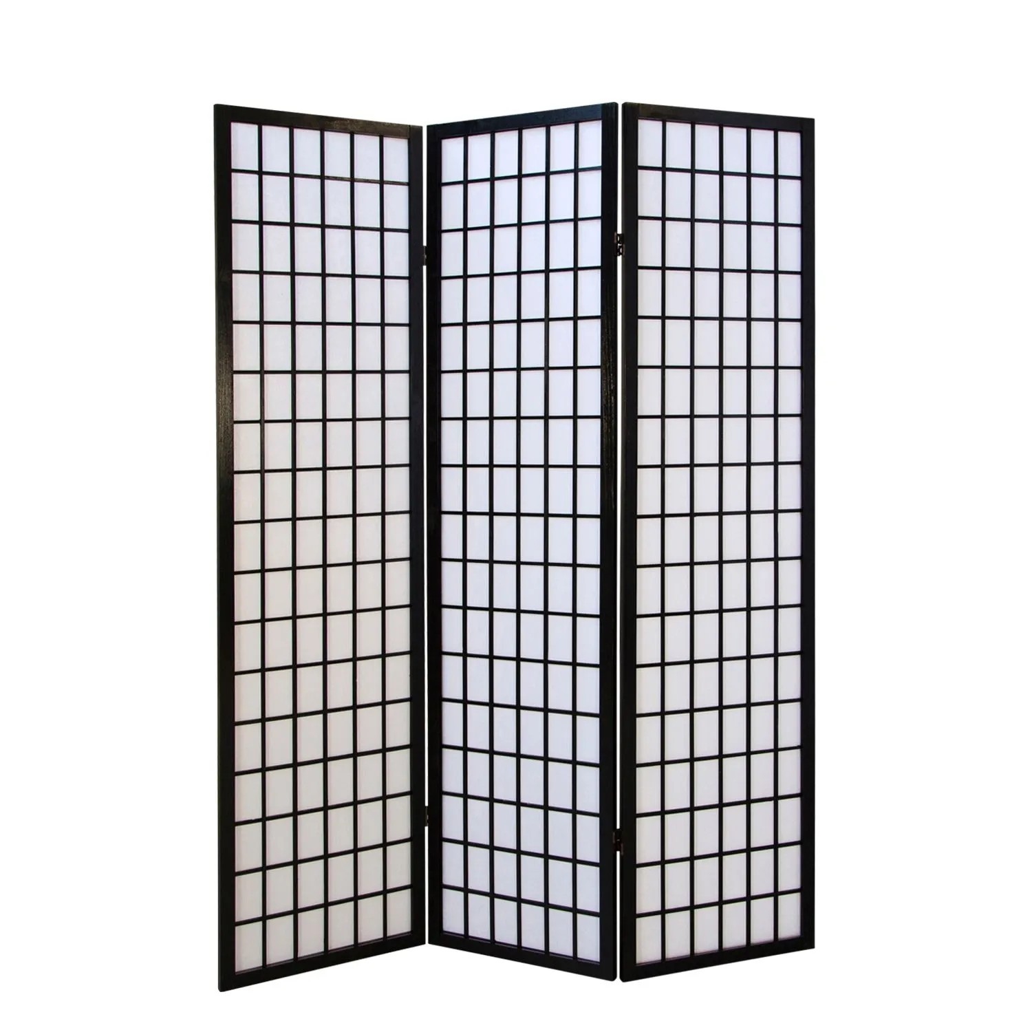 Homestyle4u 3-tlg. Paravent in Schwarz 132x175 cm 162