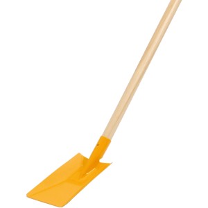 Gelbe Sonneck Kinderschaufel Mini mit Holzstiel für kleine Gartenhelfer.